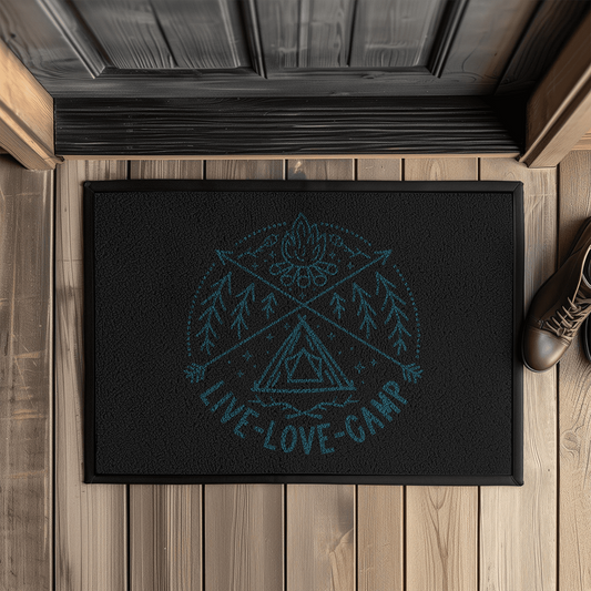 Fußmatte "Live love camp" - graublau
